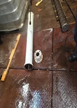 Shell and tube heat exchanger tube bundle removed for maintenance