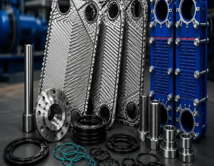 Complete plate heat exchanger pack for replacement